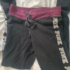 cotton PINK leggings with maroon waist band